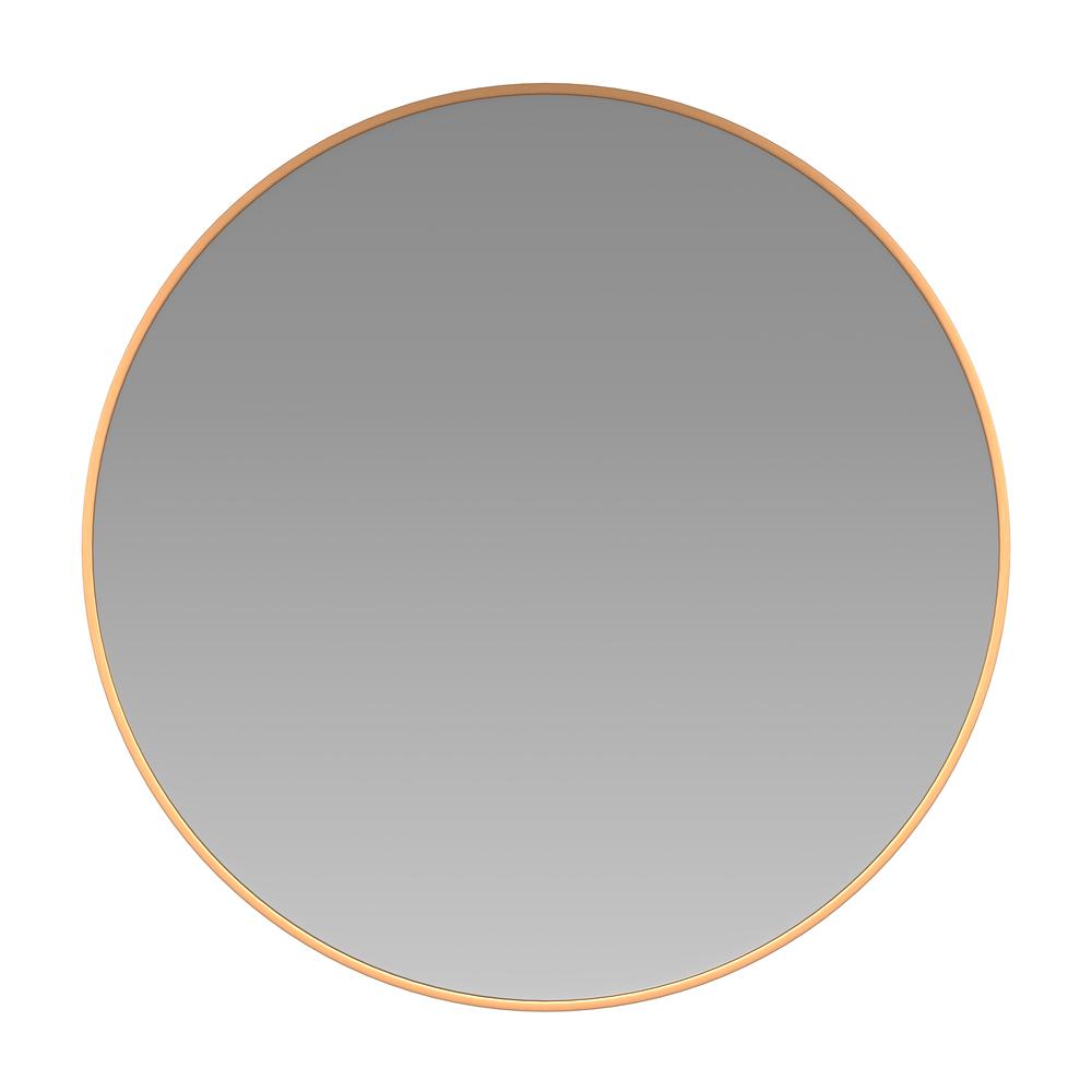 24" Round Gold Metal Framed Wall Mirror