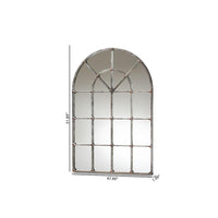 Vintage Farmhouse Antique Silver Finished Arched Window Accent Wall Mirror