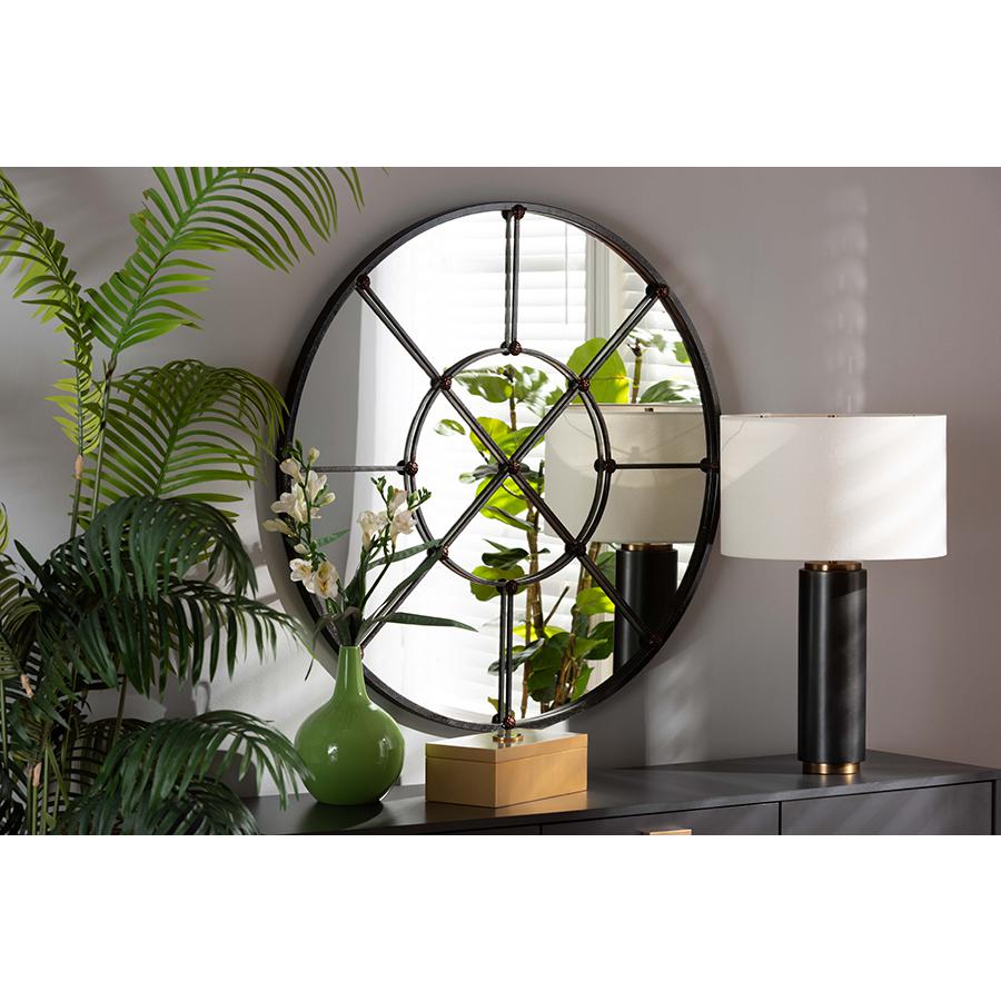 Ohara Modern and Contemporary Black Finished Metal Accent Wall Mirror