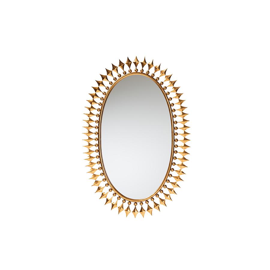 Rogier Modern Glam and Luxe Antique Goldleaf Metal Accent Wall Mirror