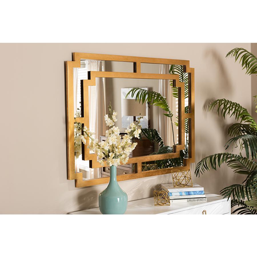 Dayana Modern and Contemporary Antique Gold Finished Wood Accent Wall Mirror