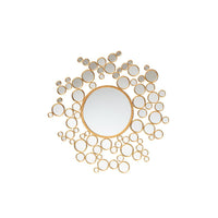 Castiel Modern Glam and Luxe Antique Goldleaf Metal Bubble Accent Wall Mirror