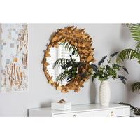 Tauriel Modern Glam and Luxe Antique Goldleaf Metal Butterfly Accent Wall Mirror