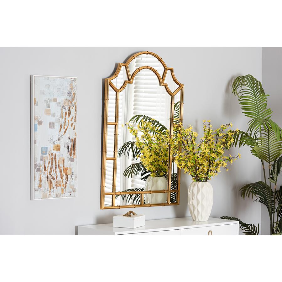 Bedivere Modern Glam and Luxe Antique Goldleaf Metal Accent Wall Mirror