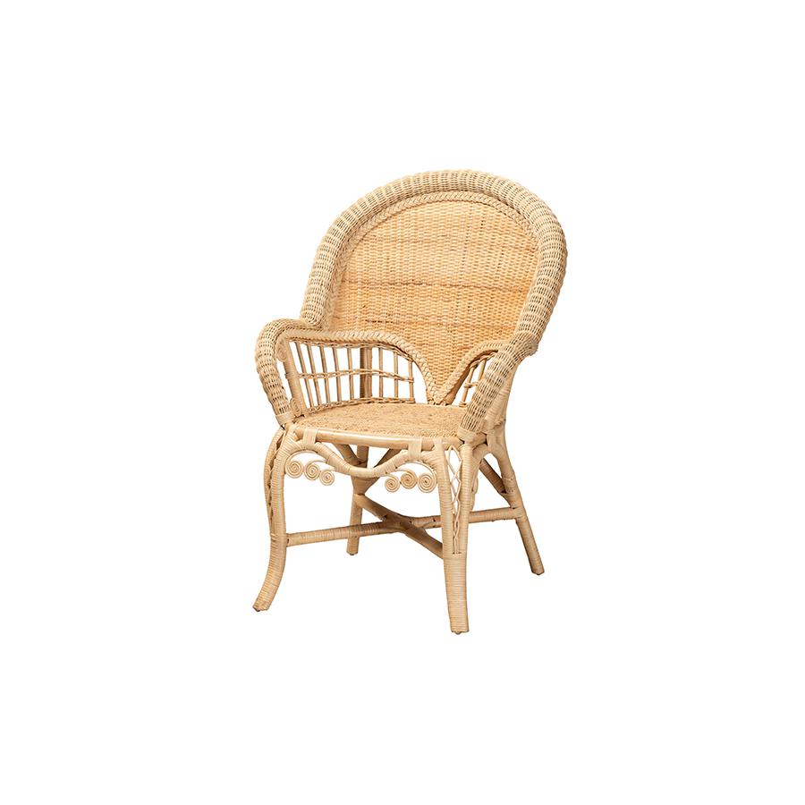 bali & pari Ratu Modern Bohemian Natural Brown Rattan Accent Chair