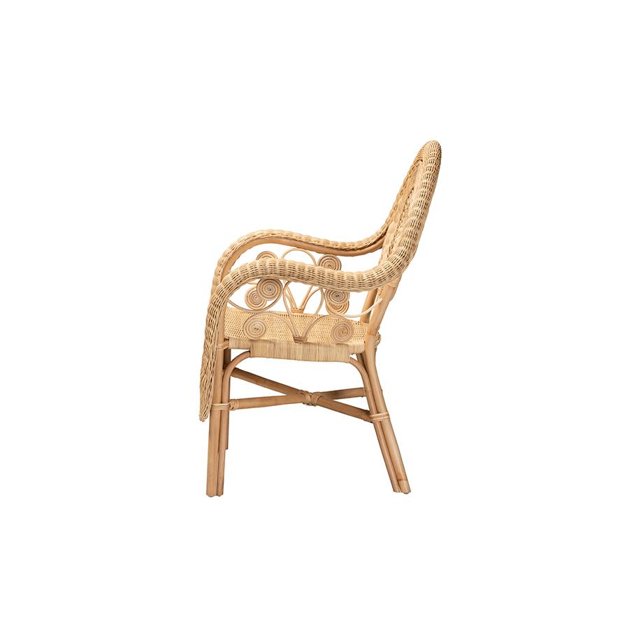 bali & pari Putri Modern Bohemian Natural Rattan Arm Chair