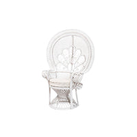 bali & pari Ediva Modern Bohemian White Natural Rattan Peacock Accent Chair