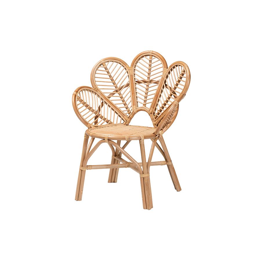 bali & pari Eliava Modern Bohemian Natural Rattan Flower Accent Chair