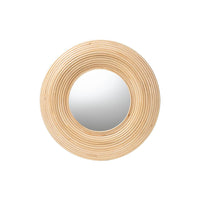 Drucilla Modern Bohemian Natural Brown Rattan Round Accent Wall Mirror