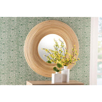 Drucilla Modern Bohemian Natural Brown Rattan Round Accent Wall Mirror