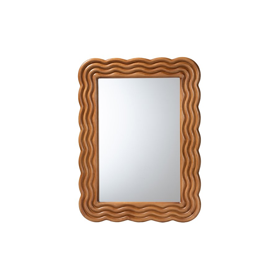 Acantha Modern Walnut Brown Scallop-framed Accent Mirror