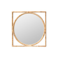 Bayan Japandi Natural Rattan Wall Mirror