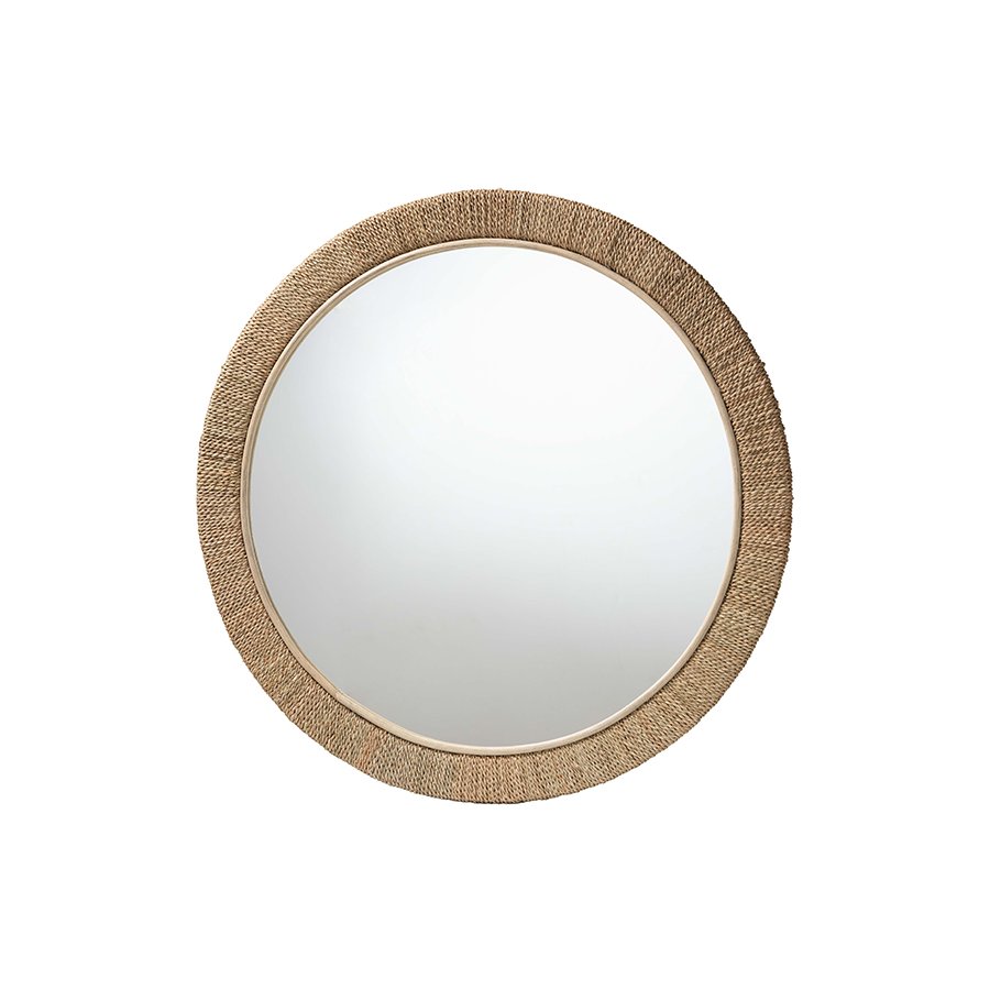 Geralyn Japandi Natural Seagrass Round Wall Mirror