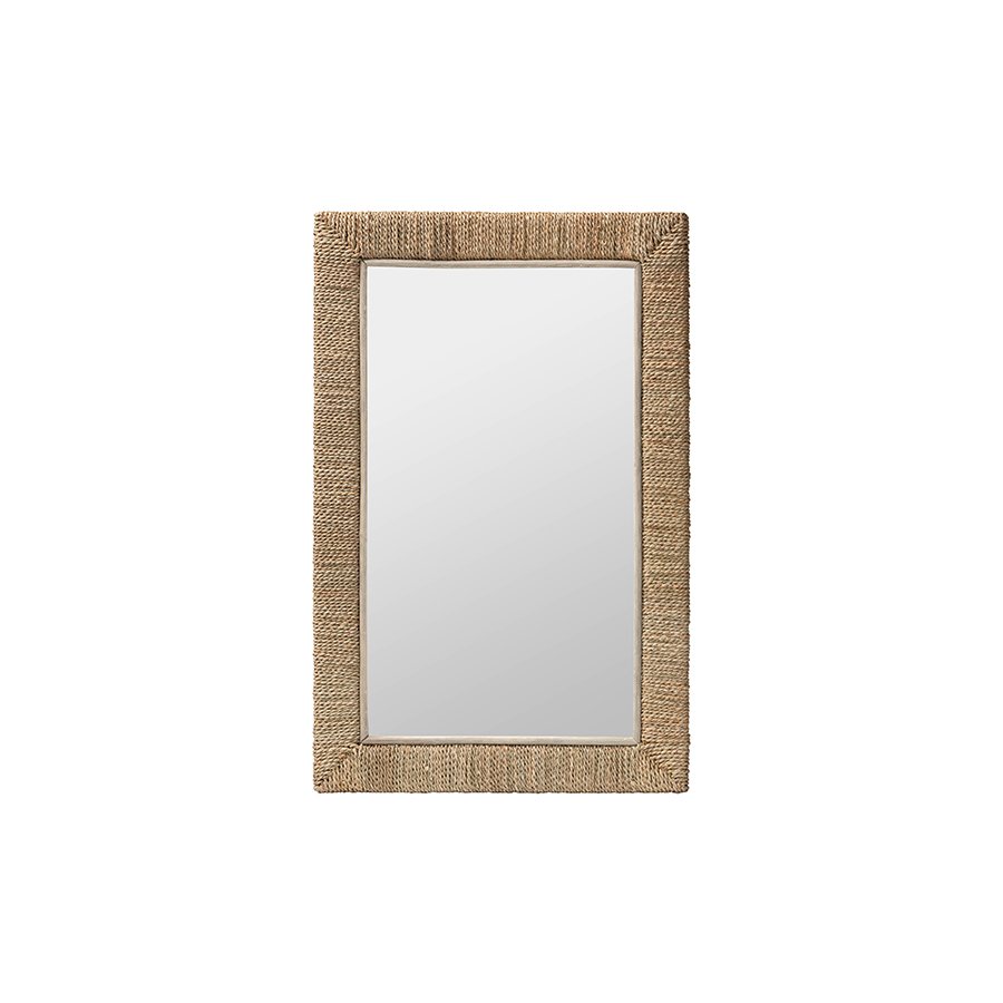 Geralyn Japandi Natural Seagrass Rectangular Wall Mirror