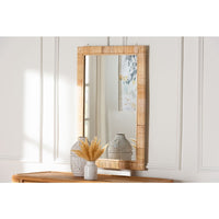 Lankston Bohemian Natural Rattan Rectangle Accent Wall Mirror