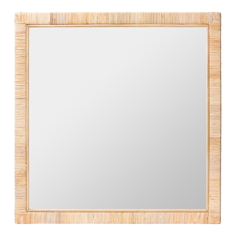 Lankston Bohemian Natural Rattan Square Accent Wall Mirror