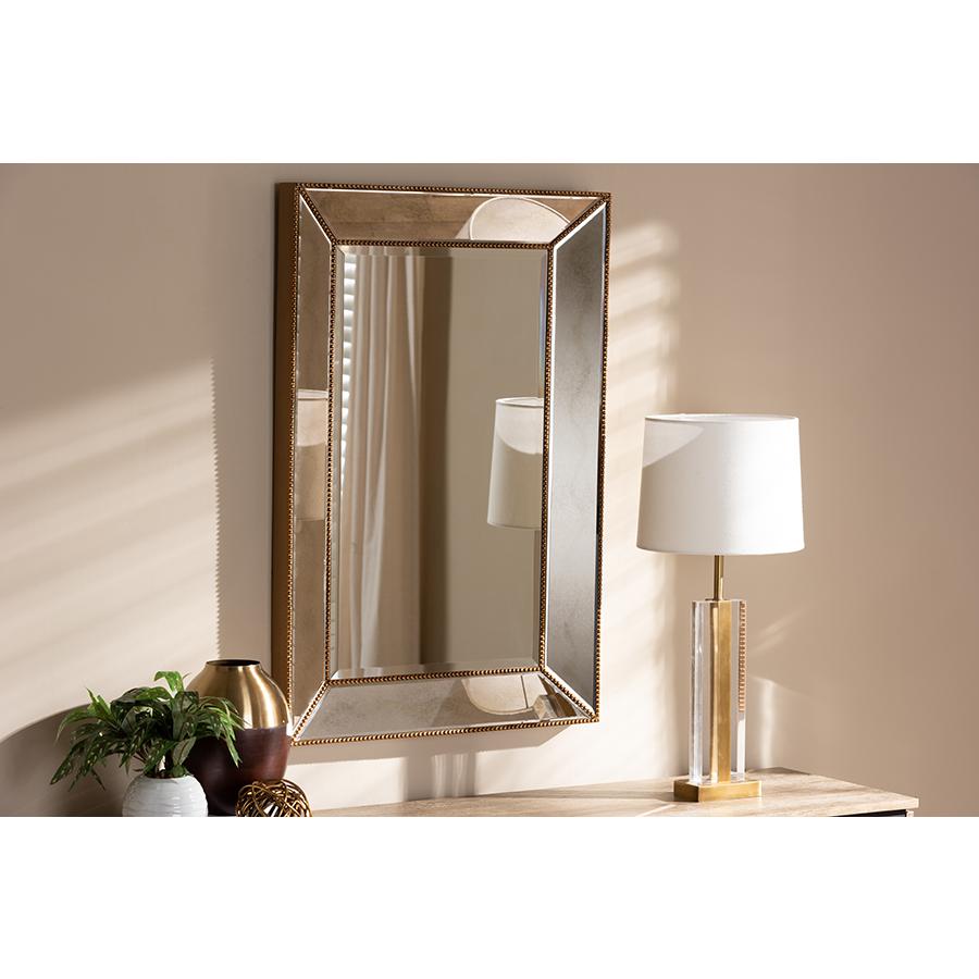 Antique Gold Finished Rectangular Accent Wall Mirror