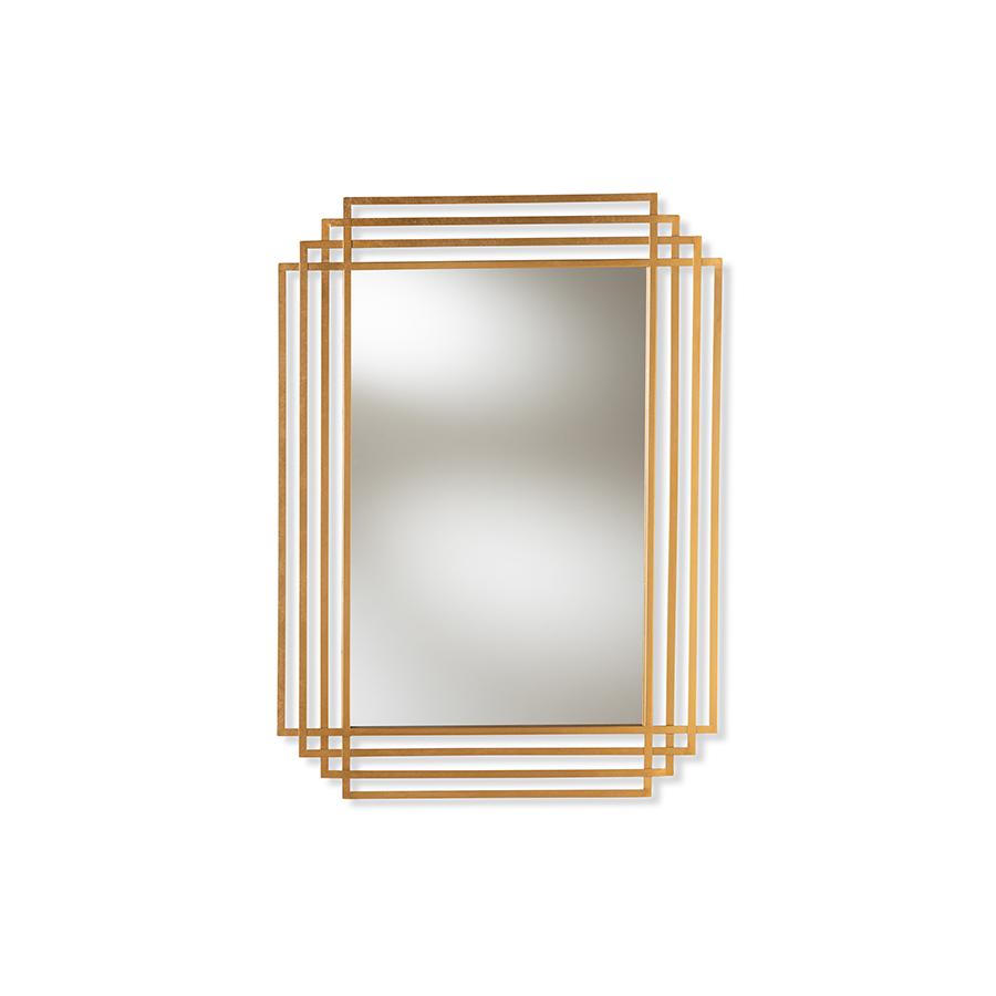 Kalinda Art Deco Antique Gold Finished Rectangular Accent Wall Mirror