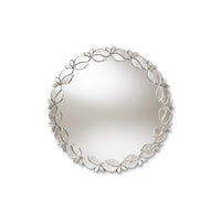 Silver Finished Round Petal Leaf Accent Wall Mirror