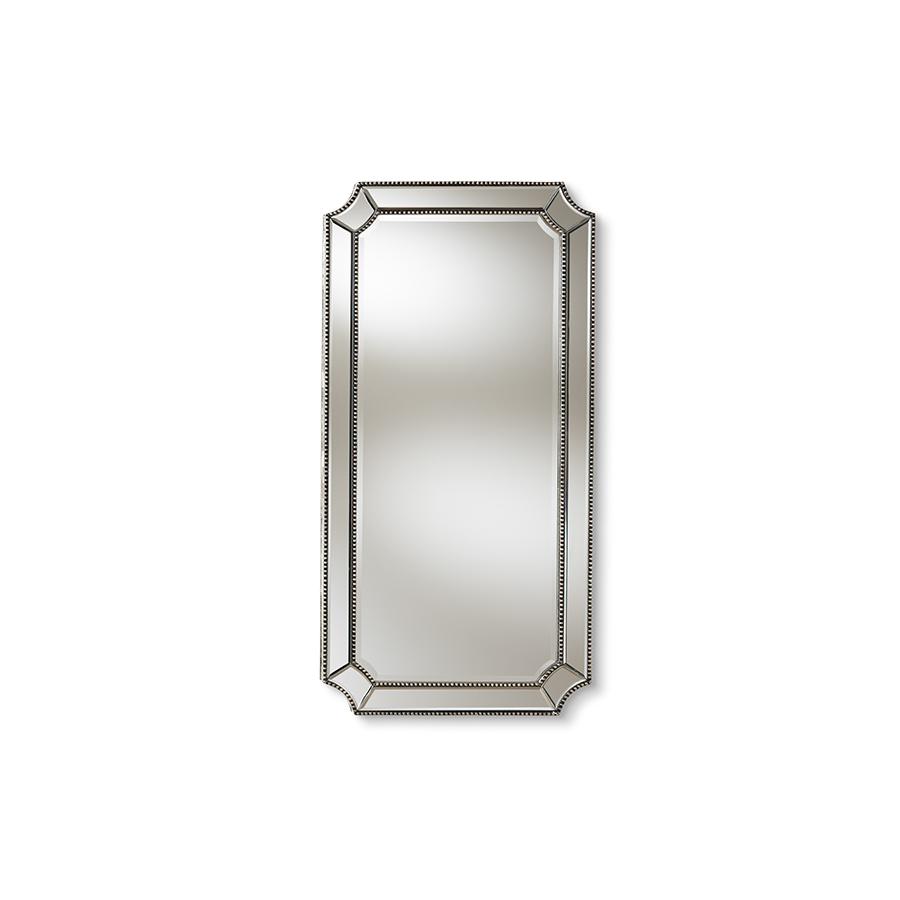 Baxton Studio Romina Art Deco Antique Silver Finished Accent Wall Mirror