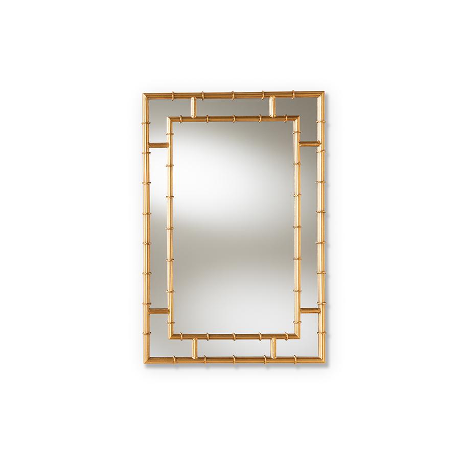 Adra Modern and Contemporary Gold Finished Bamboo Accent Wall Mirror