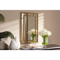 Adra Modern and Contemporary Gold Finished Bamboo Accent Wall Mirror