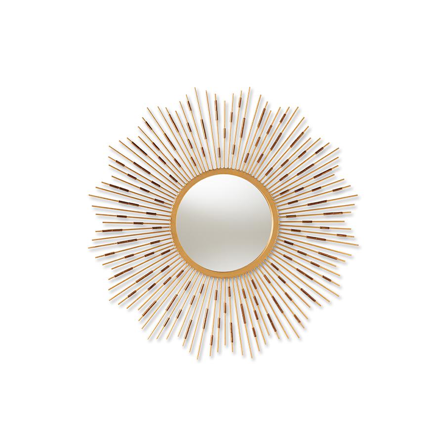 Apollonia Modern and Contemporary Gold Finished Sunburst Accent Wall Mirror