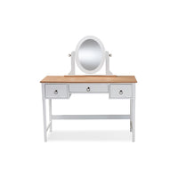 Sylvie Classic and Traditional White 3-Drawer Wood Vanity Table with Mirror