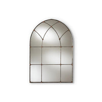 Tova Vintage Farmhouse Antique Silver Finished Arched Window Accent Wall Mirror