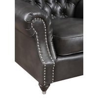 Accent Chair with Faux Leather Upholstery, Nailhead Trim, And Rolled Arms