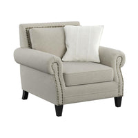 Accent Chair with Rolled Arms, Nail Head Trim, And Wood Legs