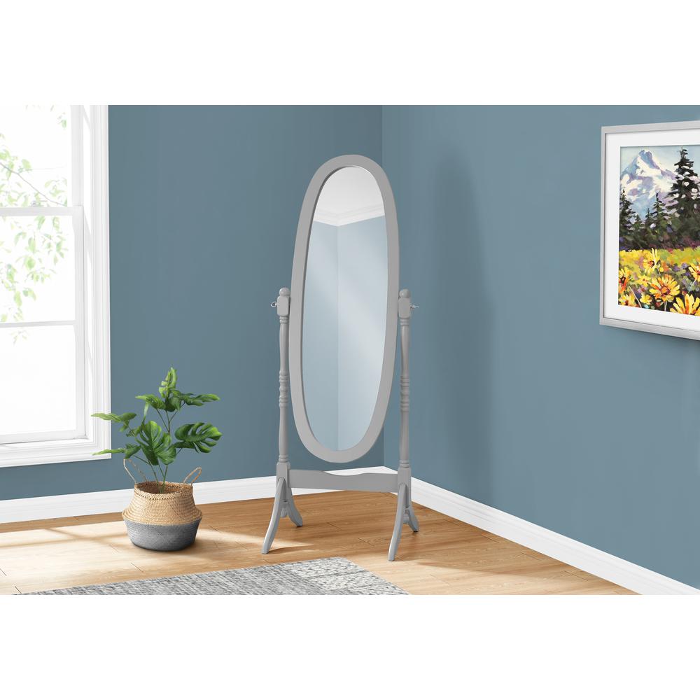 Mirror - 59"H, Grey Oval Wood Frame