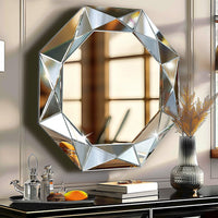 Glass Octagon Frame Accent Wall Mirror