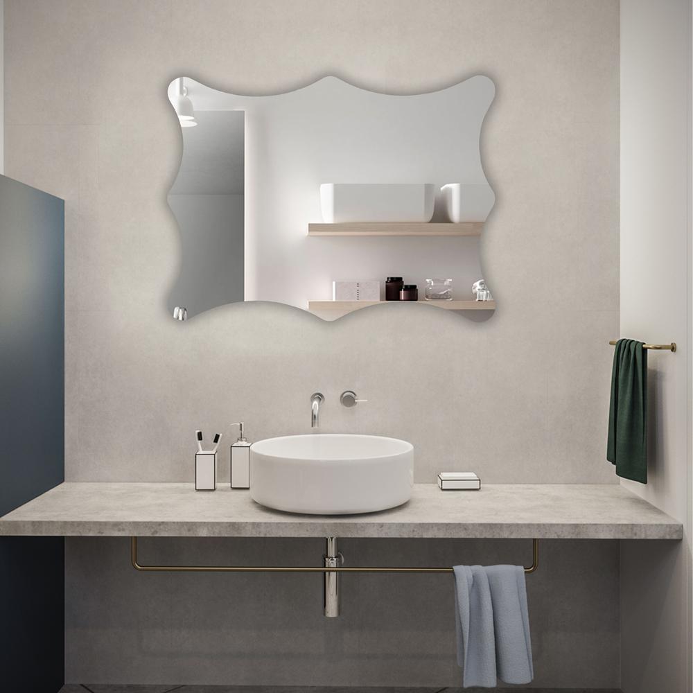 CHLOE's Reflection Verical/Horizontal Hanging Rectangle Shaped Frameless Wall Mirror 32" Height