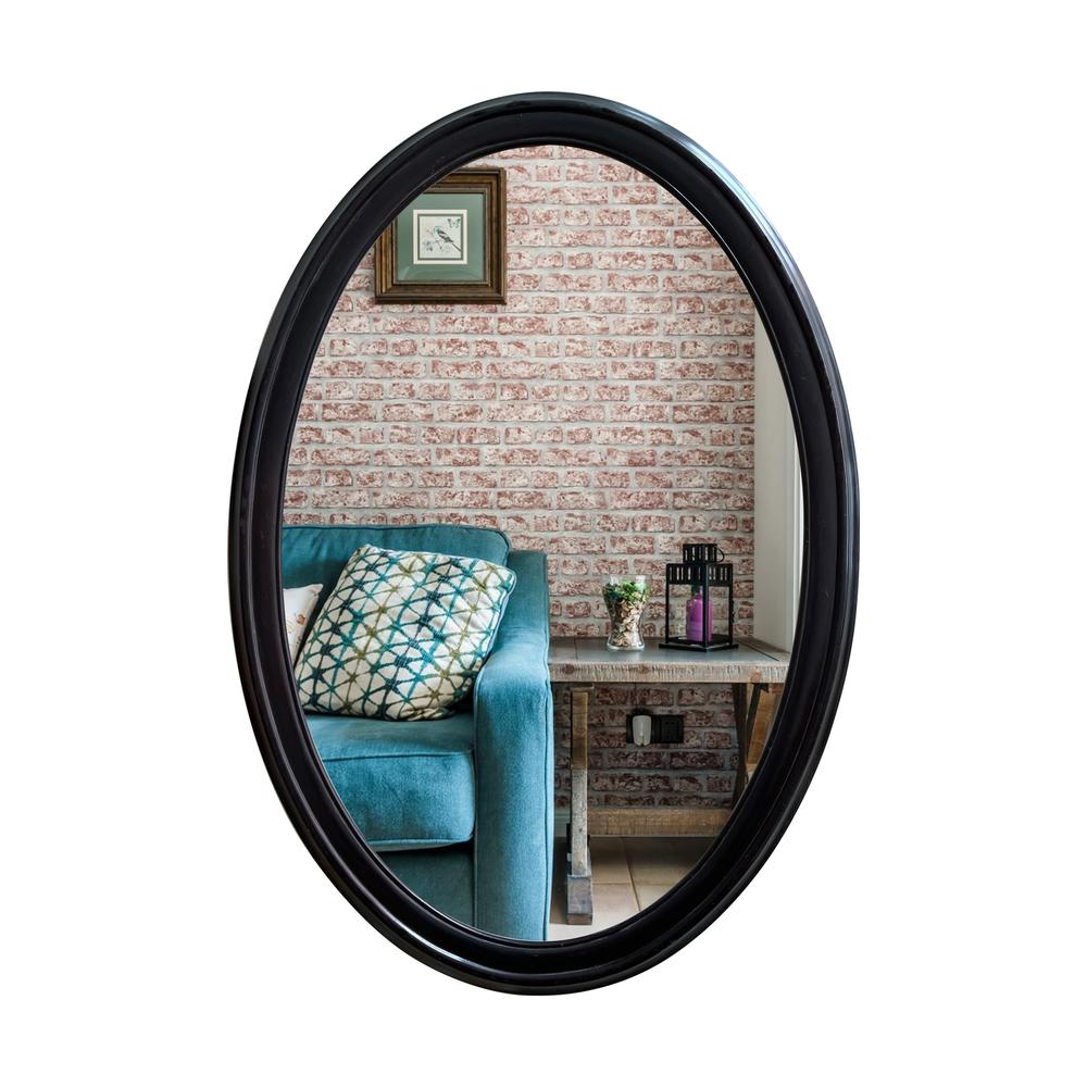 CHLOE's Reflection Contemporary-Style Cherry Finish Oval Wall Mirror 34" Tall