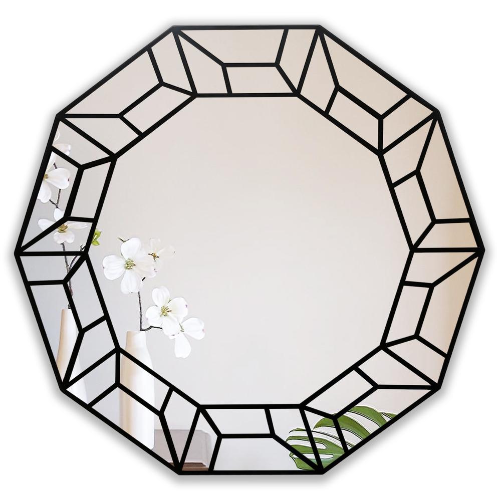 CHLOE's Reflection Contemporary Black Finish Decagon Framed Wall Mirror 31" Width