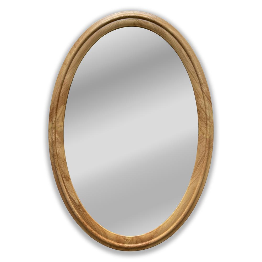 CHLOE's Reflection Contemporary Maple Wood Finish Oval Framed Wall Mirror 34" Height