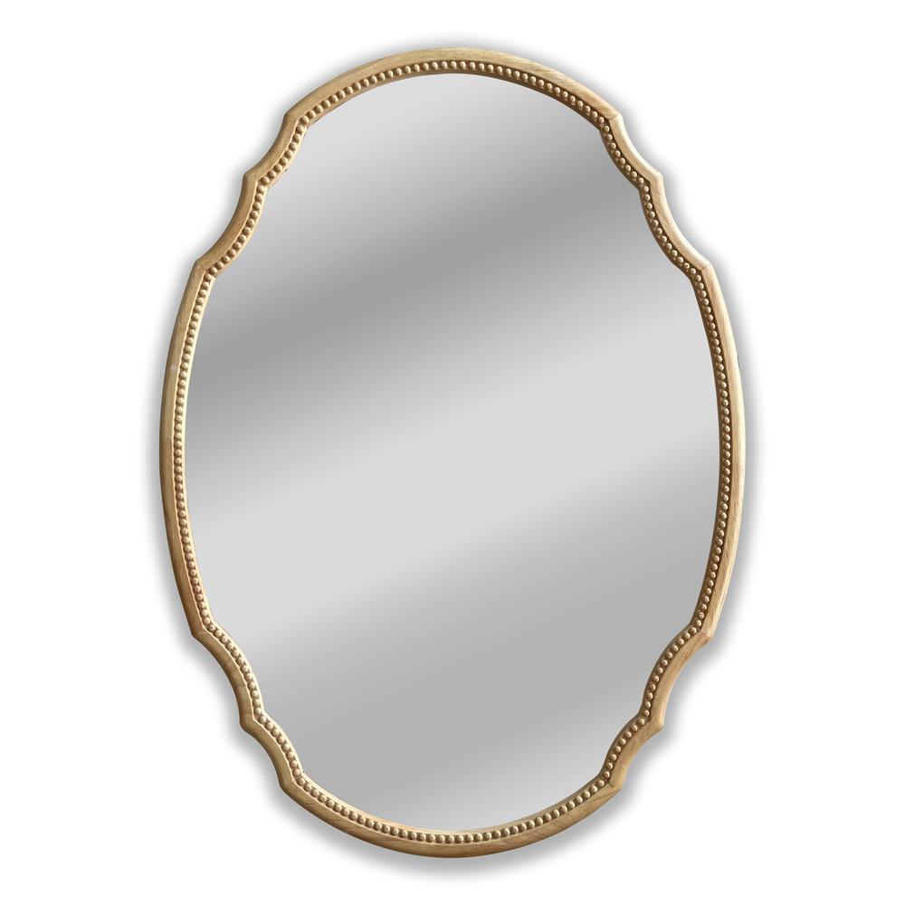 CHLOE's Reflection Contemporary Maple Wood Finish Oval Framed Wall Mirror 36" Height