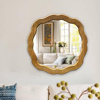 CHLOE's Reflection Contemporary Maple Wood Finish Round Framed Wall Mirror 33" Width