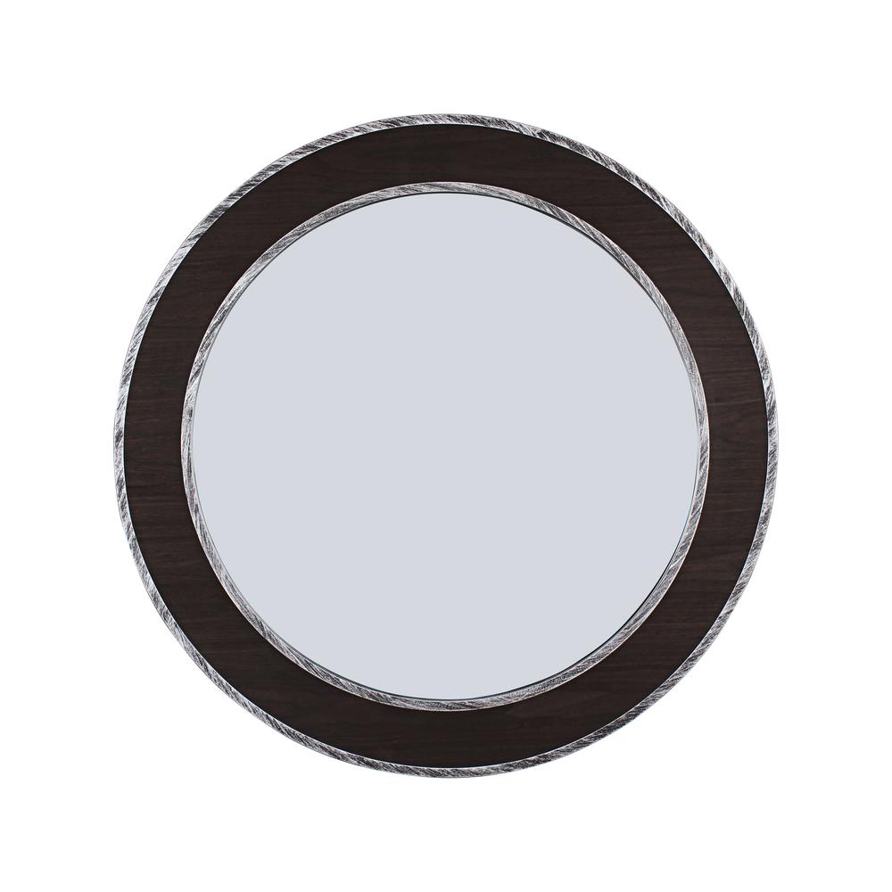 CHLOE's Reflection Vertical Hanging Black-Wood Finish Circle Framed Wall Mirror 30" Height