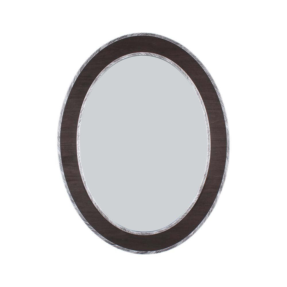 CHLOE's Reflection Vertical Hanging Black-Wood Finish Oval Framed Wall Mirror 35" Height