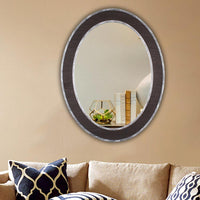 CHLOE's Reflection Vertical Hanging Black-Wood Finish Oval Framed Wall Mirror 35" Height