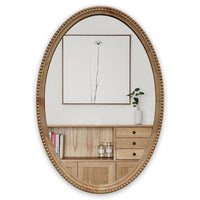 CHLOE's Reflection Contemporary Maple Wood Finish Oval Textured Framed Wall Mirror 32" Height