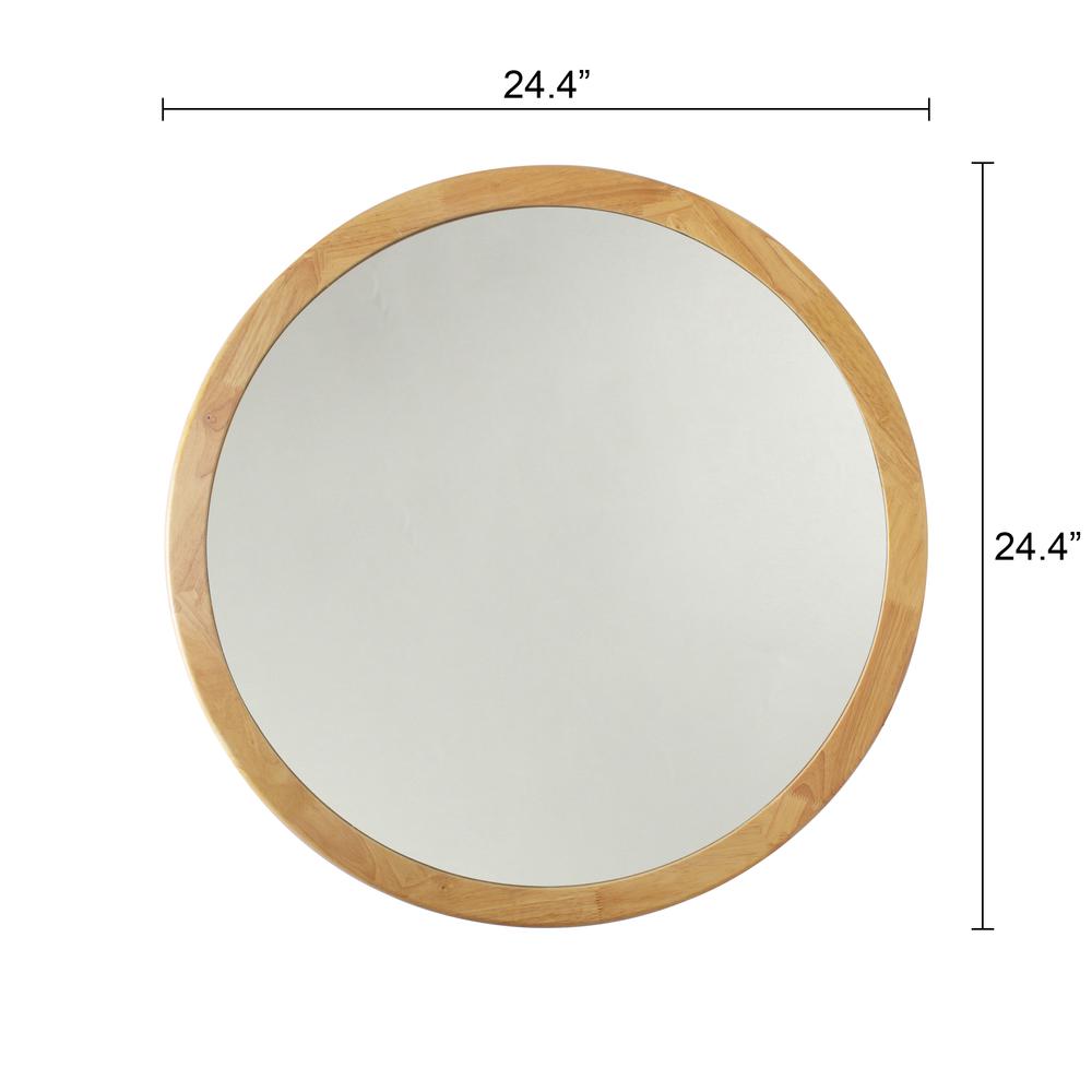 CHLOE'S Reflection Maple Finish Round Framed Wall Mirror 24" Height