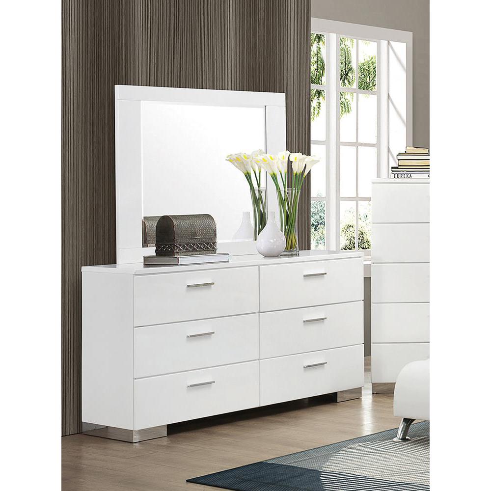 Felicity Rectangle Dresser Mirror Glossy White