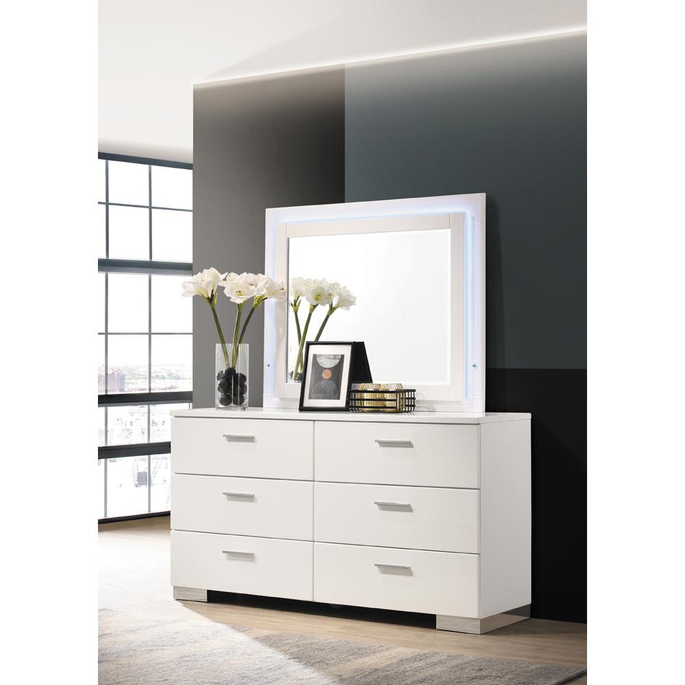 Felicity Dresser Mirror Glossy White with LED Light