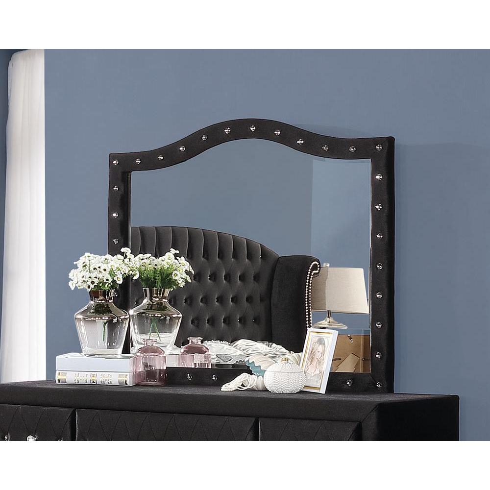 Deanna Button Tufted Dresser Mirror Black