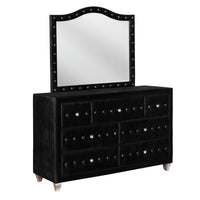 Deanna Button Tufted Dresser Mirror Black