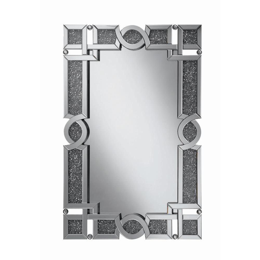 Jackie Interlocking Wall Mirror with Iridescent Panels and Beads Silver