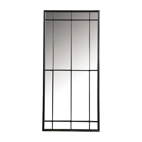 Annetta Rectangular Window Pane Wall Mirror Black